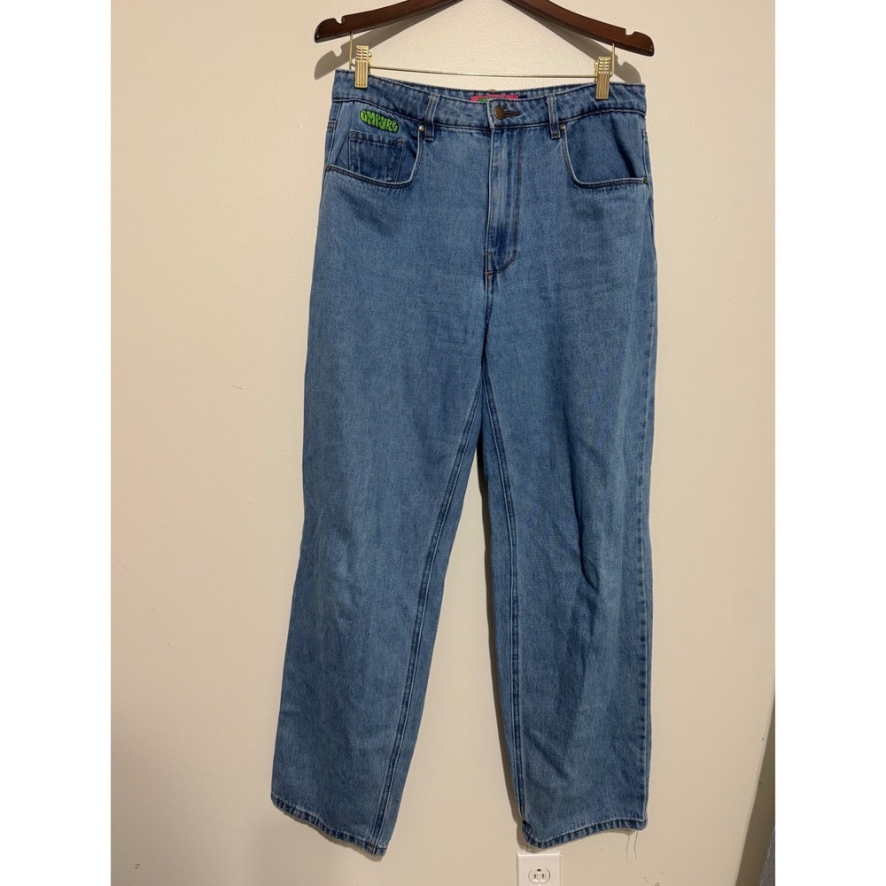 Empyre Tori Medium Wash Blue Relaxed Straight Leg Skater Jeans Womens Sz 10 Y2K